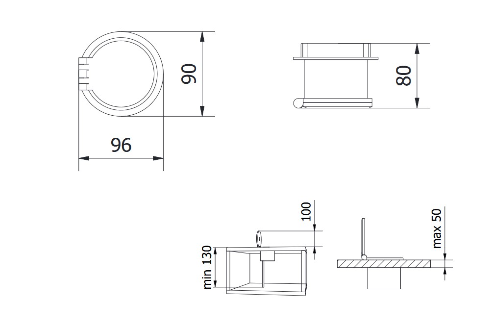 Rozečių blokas x1 Ø80mm su belaidžiu įkrovimu JUODAS - Image 2