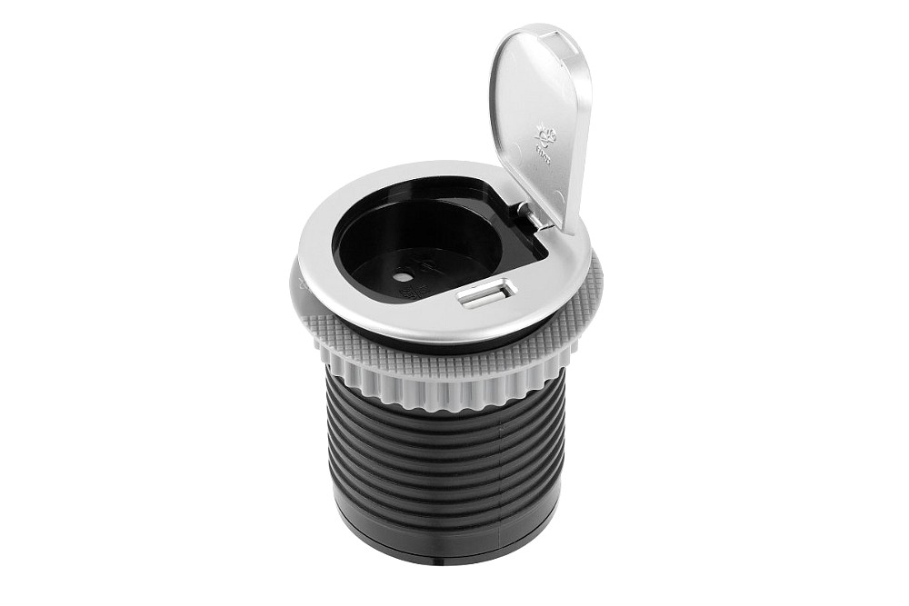 Rozečių blokas x1 Ø60mm su USB METALIC