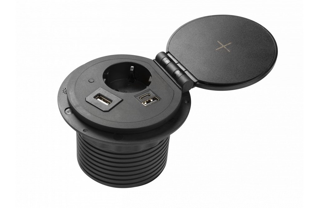 Rozečių blokas x1 Ø80mm su belaidžiu įkrovimu JUODAS